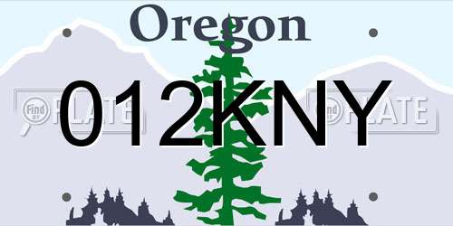 012KNY Oregon License Plate