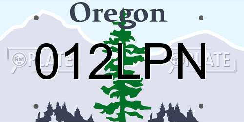 012LPN Oregon License Plate