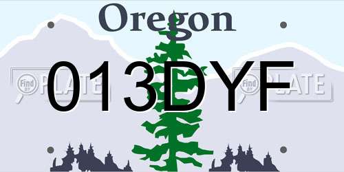 013DYF Oregon License Plate