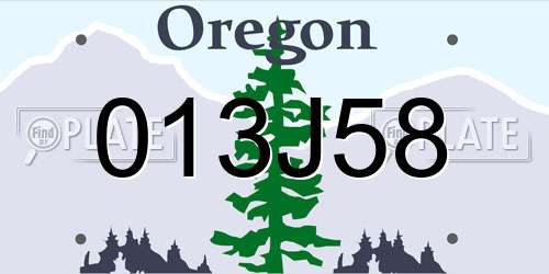 013J58 Oregon License Plate