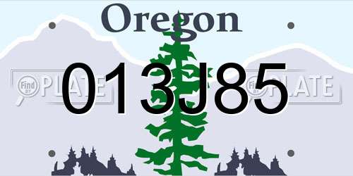 013J85 Oregon License Plate