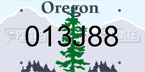 013J88 Oregon License Plate