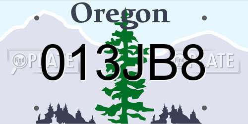 013JB8 Oregon License Plate
