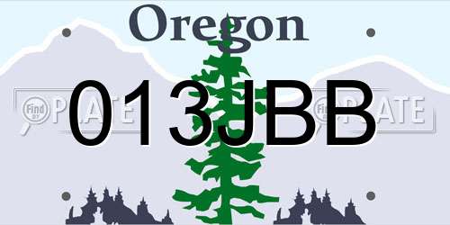 013JBB Oregon License Plate