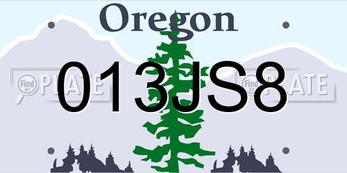 013JS8 Oregon License Plate