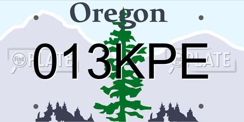 013KPE Oregon License Plate