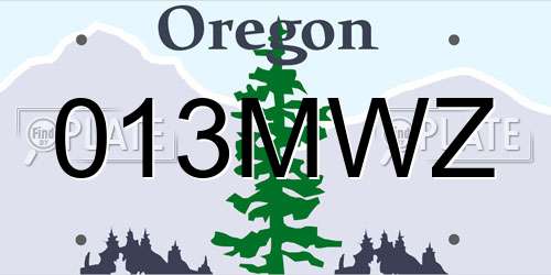 013MWZ Oregon License Plate