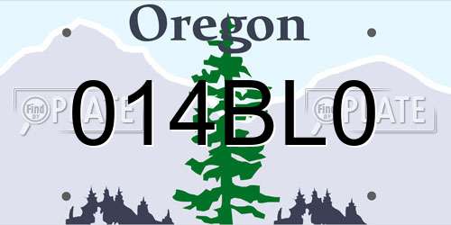 014BL0 Oregon License Plate