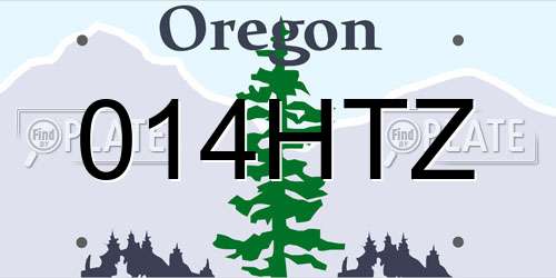 014HTZ Oregon License Plate