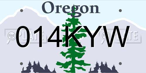 014KYW Oregon License Plate