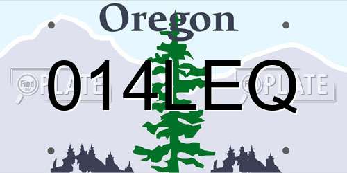 014LEQ Oregon License Plate