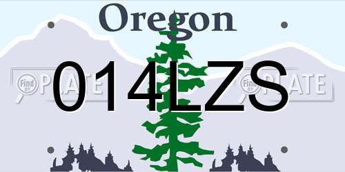 014LZS Oregon License Plate