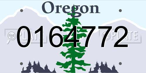 0164772 Oregon License Plate