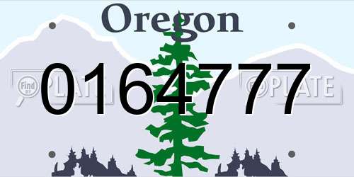 0164777 Oregon License Plate