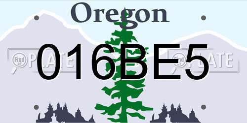 016BE5 Oregon License Plate