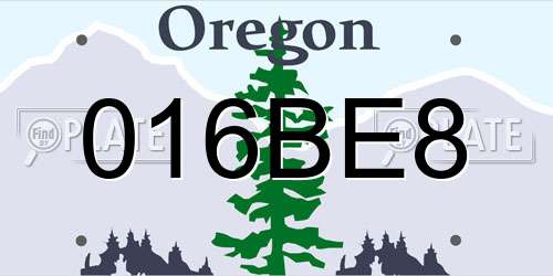 016BE8 Oregon License Plate