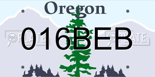 016BEB Oregon License Plate