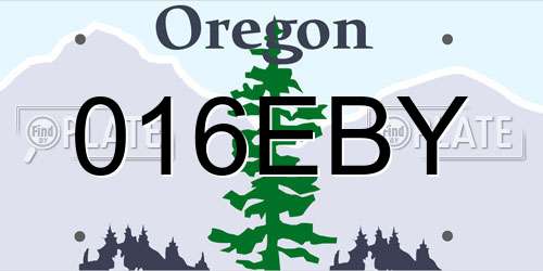 016EBY Oregon License Plate