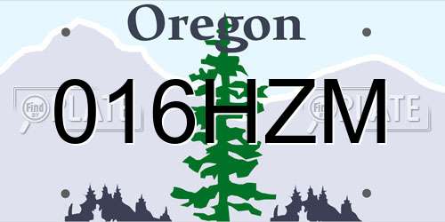 016HZM Oregon License Plate