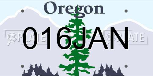 016JAN Oregon License Plate