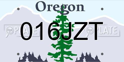 016JZT Oregon License Plate