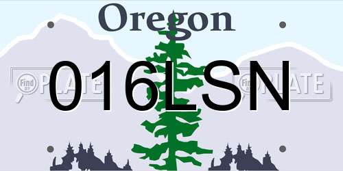 016LSN Oregon License Plate