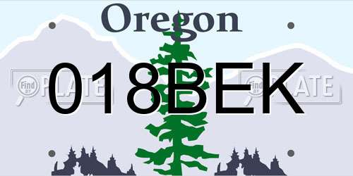 018BEK Oregon License Plate