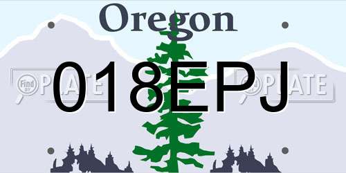 018EPJ Oregon License Plate