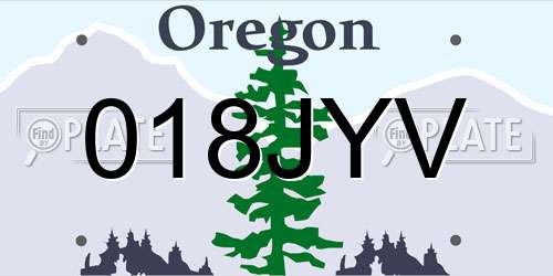 018JYV Oregon License Plate