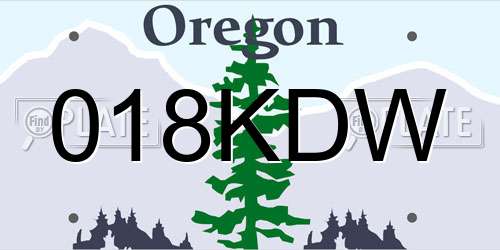 018KDW Oregon License Plate