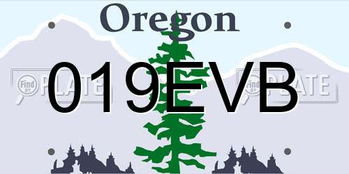 019EVB Oregon License Plate