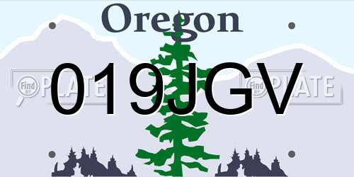 019JGV Oregon License Plate