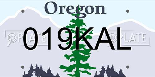 019KAL Oregon License Plate