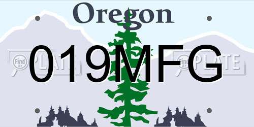 019MFG Oregon License Plate