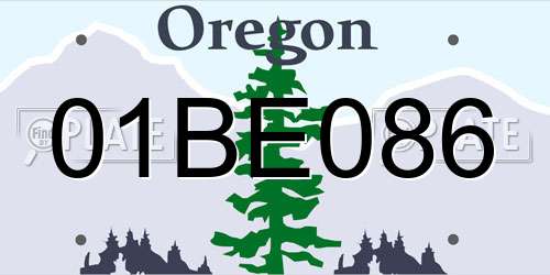 01BE086 Oregon License Plate