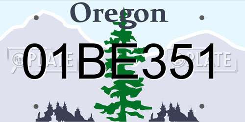 01BE351 Oregon License Plate