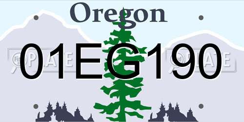 01EG190 Oregon License Plate