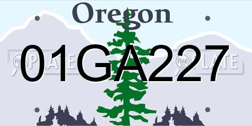 01GA227 Oregon License Plate