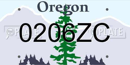 0206ZC Oregon License Plate