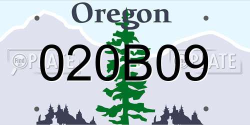 020B09 Oregon License Plate