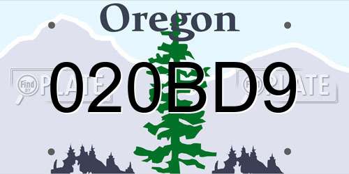 020BD9 Oregon License Plate