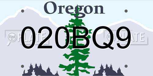 020BQ9 Oregon License Plate