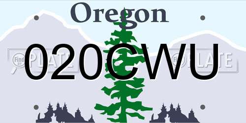 020CWU Oregon License Plate