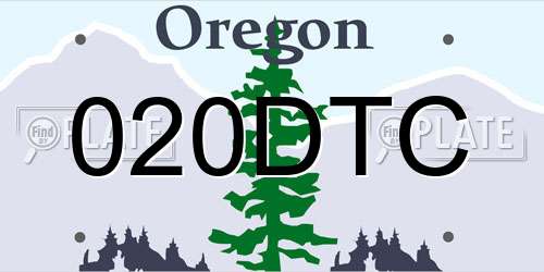 020DTC Oregon License Plate