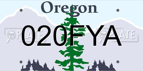 020FYA Oregon License Plate