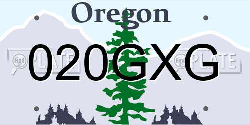 020GXG Oregon License Plate