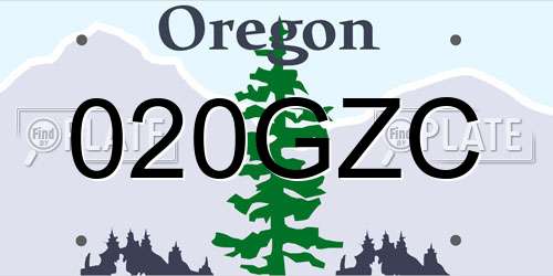 020GZC Oregon License Plate