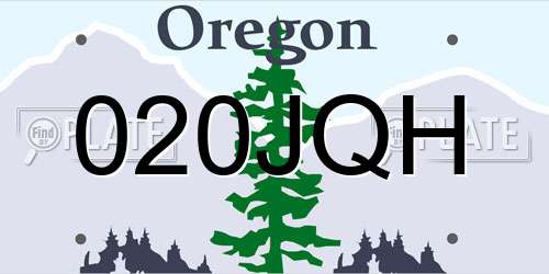 020JQH Oregon License Plate