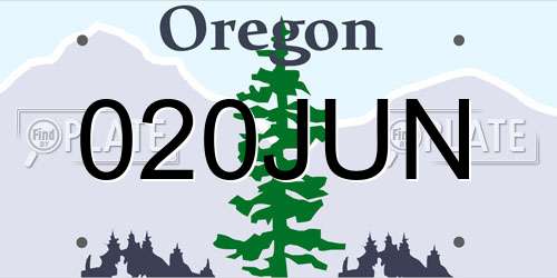 020JUN Oregon License Plate