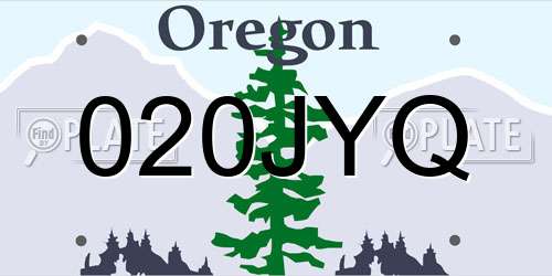 020JYQ Oregon License Plate